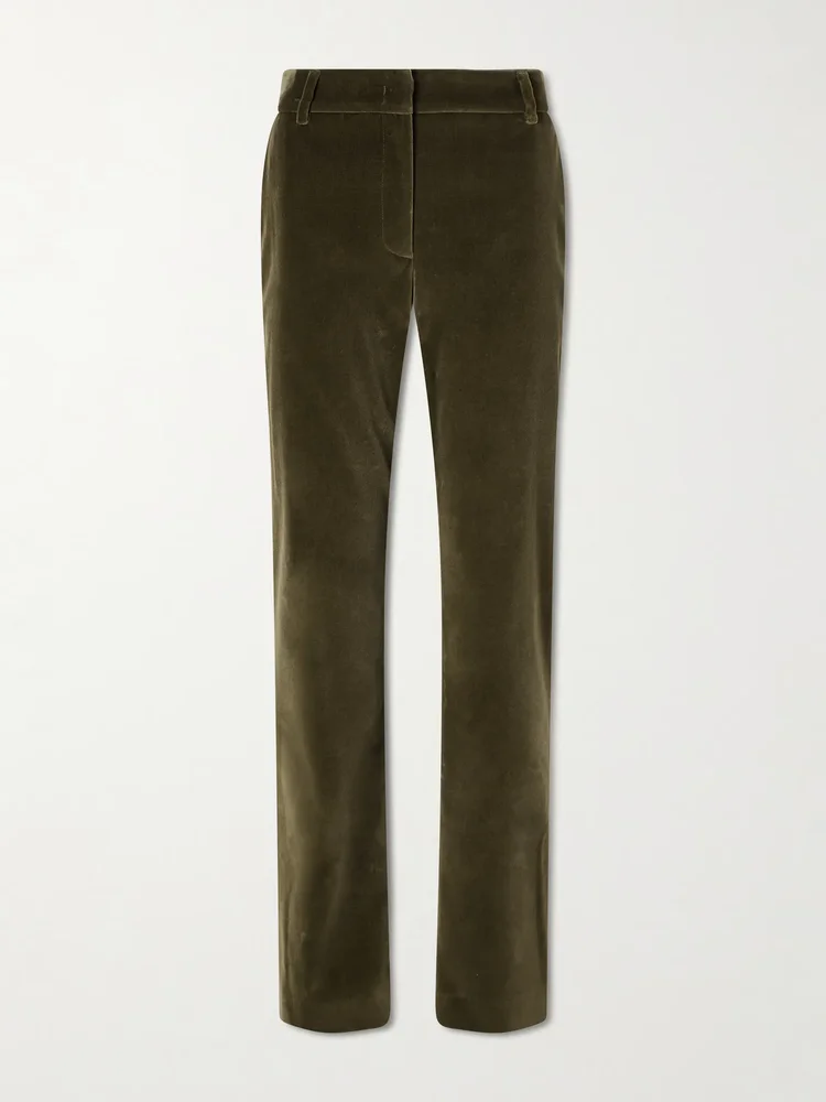 Velvet straight-leg pants