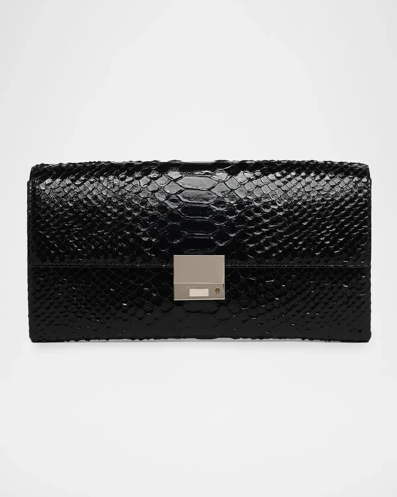 Jean Python-Embossed Leather Clutch