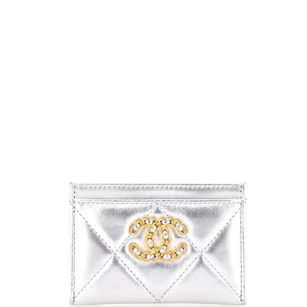 19 Card Holder Quilted Iridescent Calfskin