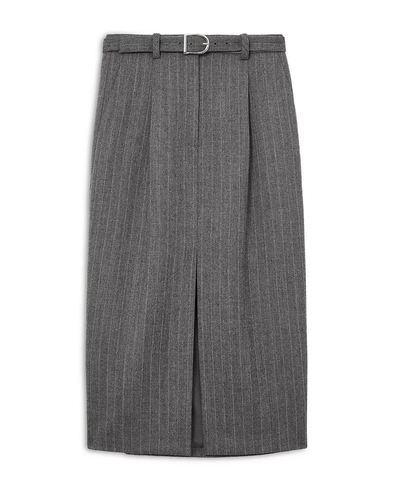 Astrid Wool Belted Pencil Skirt