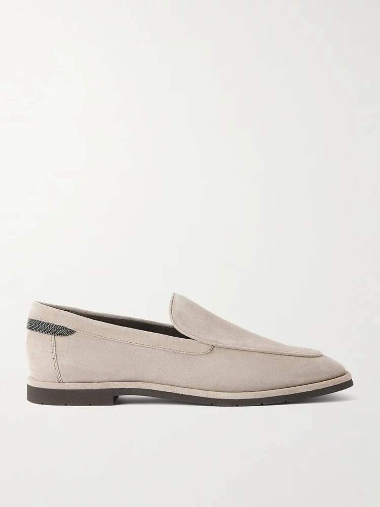 Embellished suede loafers