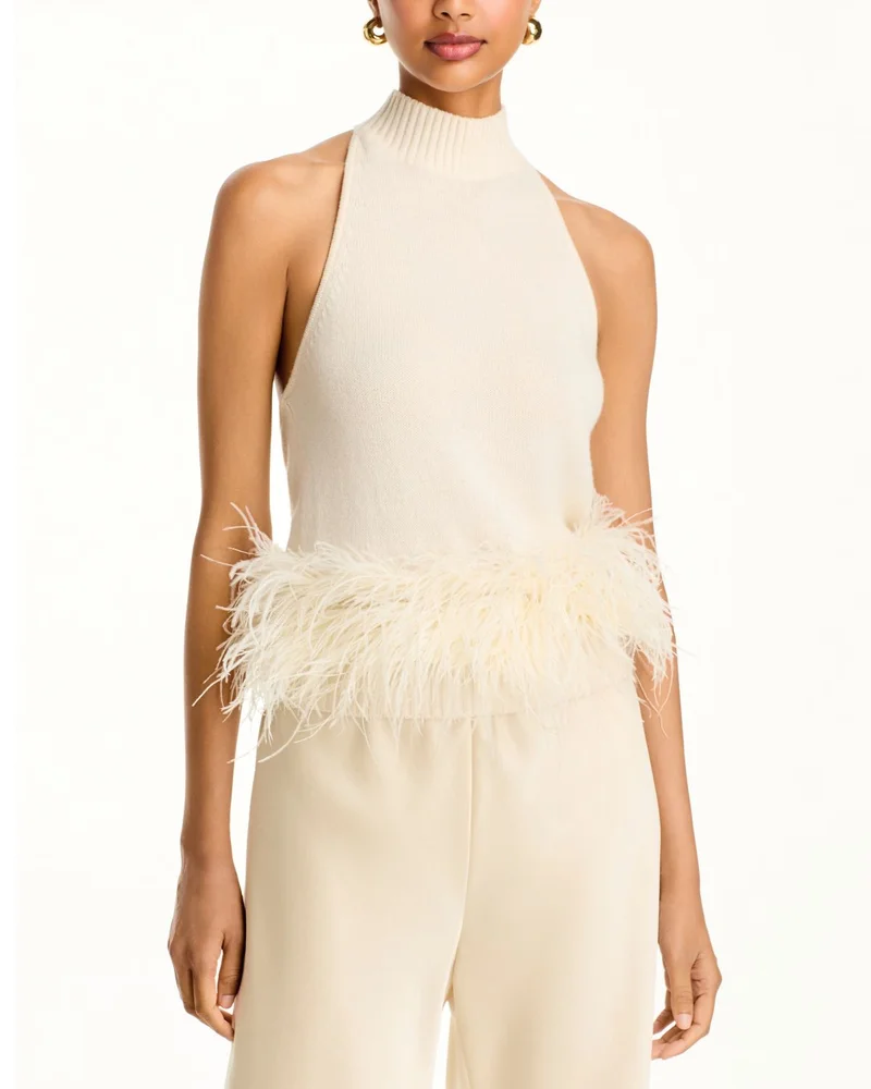 Kelly Feather Trim Halter Top