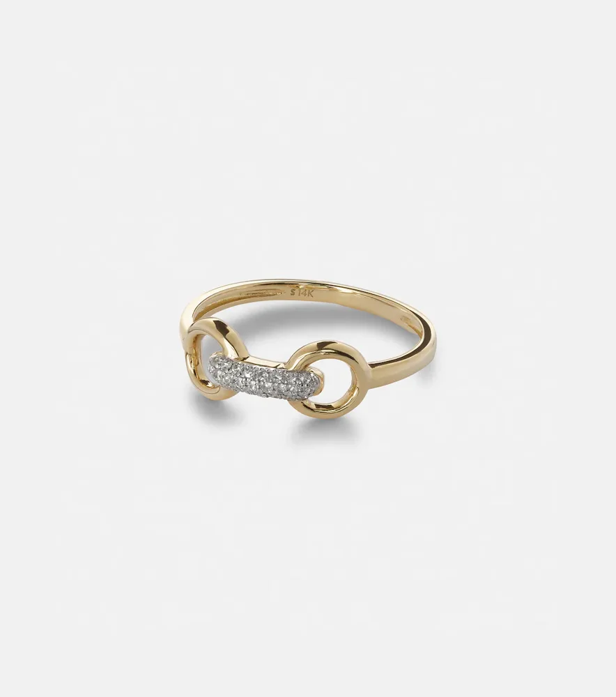 Bridle 14kt gold ring with diamonds