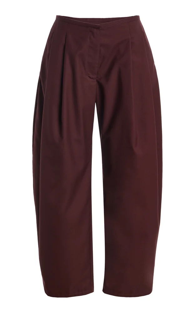 Exclusive Pleated Wool Barrel-Leg Pants