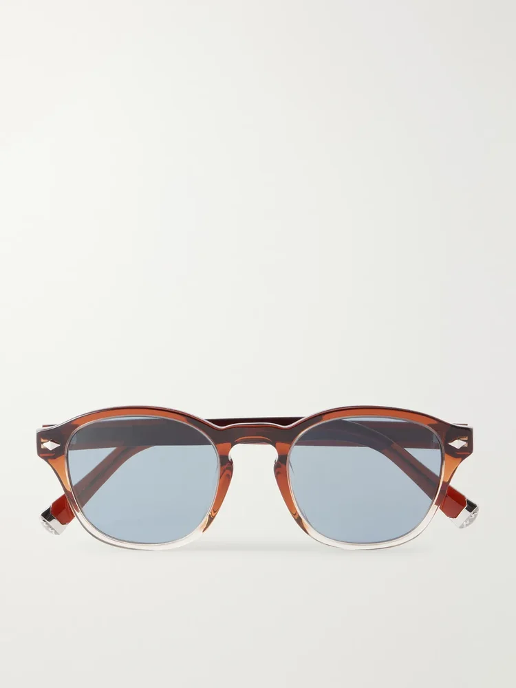 Round-Frame Two-Tone Acetate Sunglasses