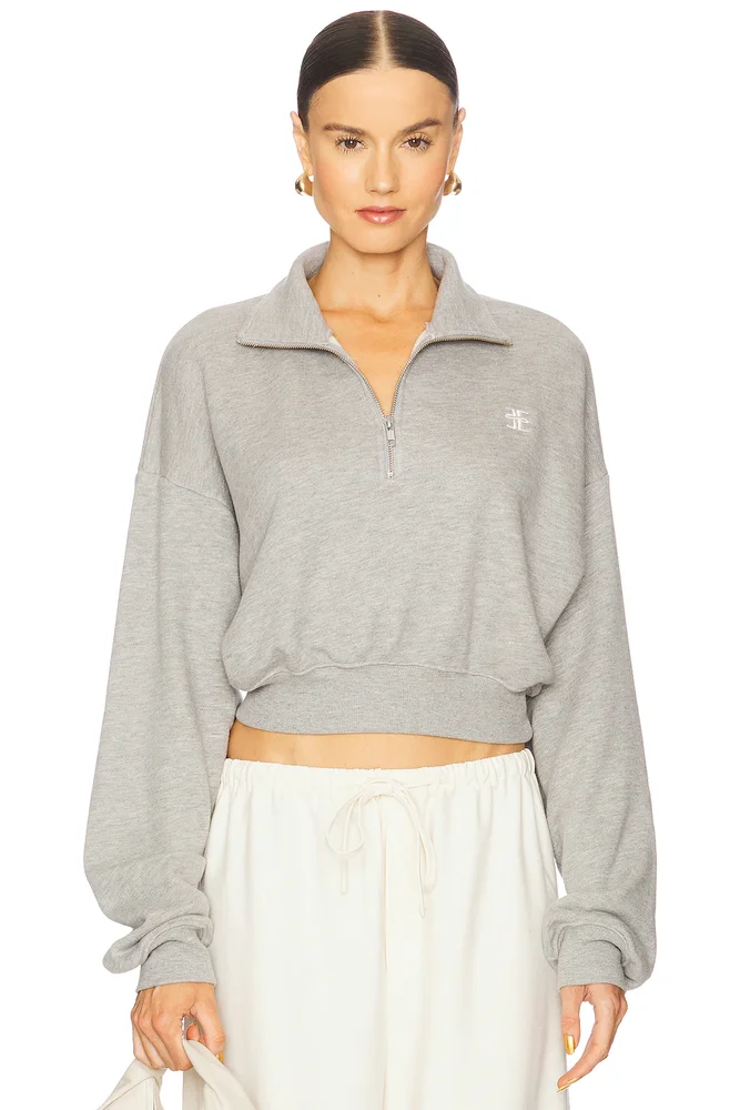 Cropped Half Zip Sweatshirt