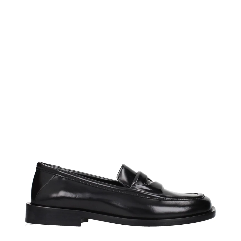 The Attico Black Leather Slip-On Loafers