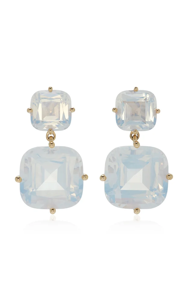 18K Yellow Gold Moon Quartz Earrings