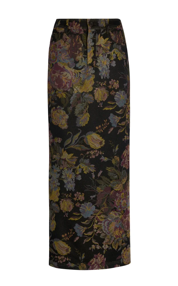 Fontaine Floral Stretch-Silk Maxi Skirt