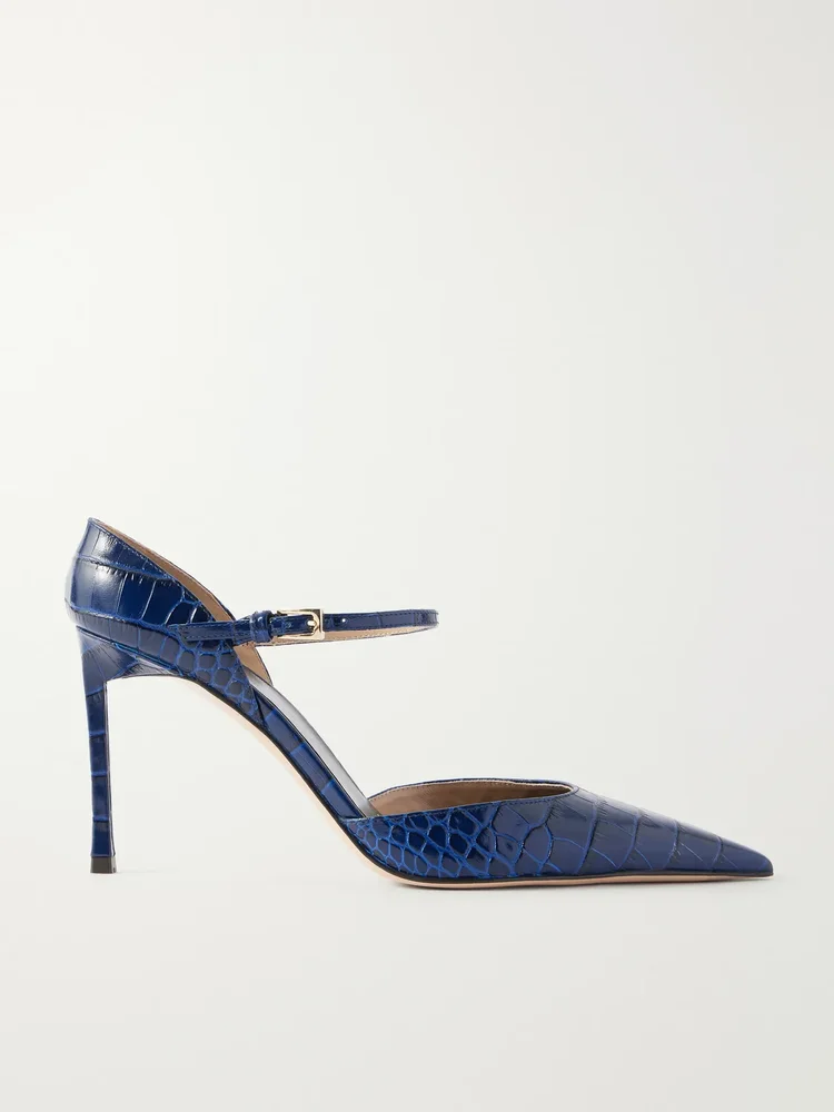 Vertigo 85 croc-embossed leather pumps