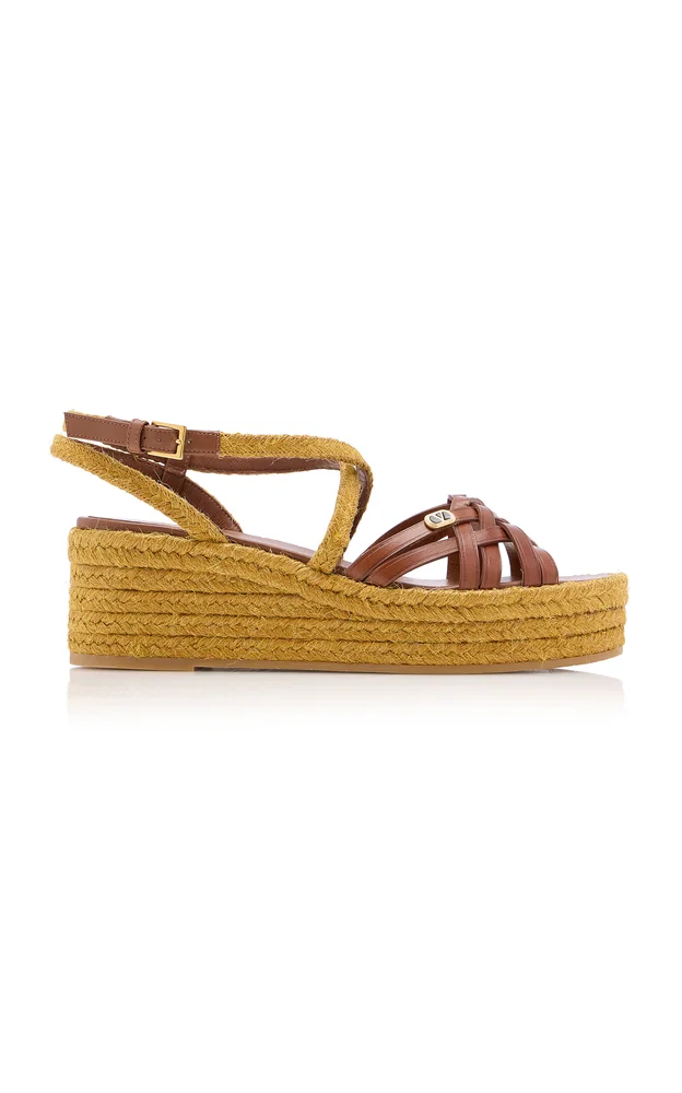 Bribri Calfskin-Trimmed Flatform Espadrilles
