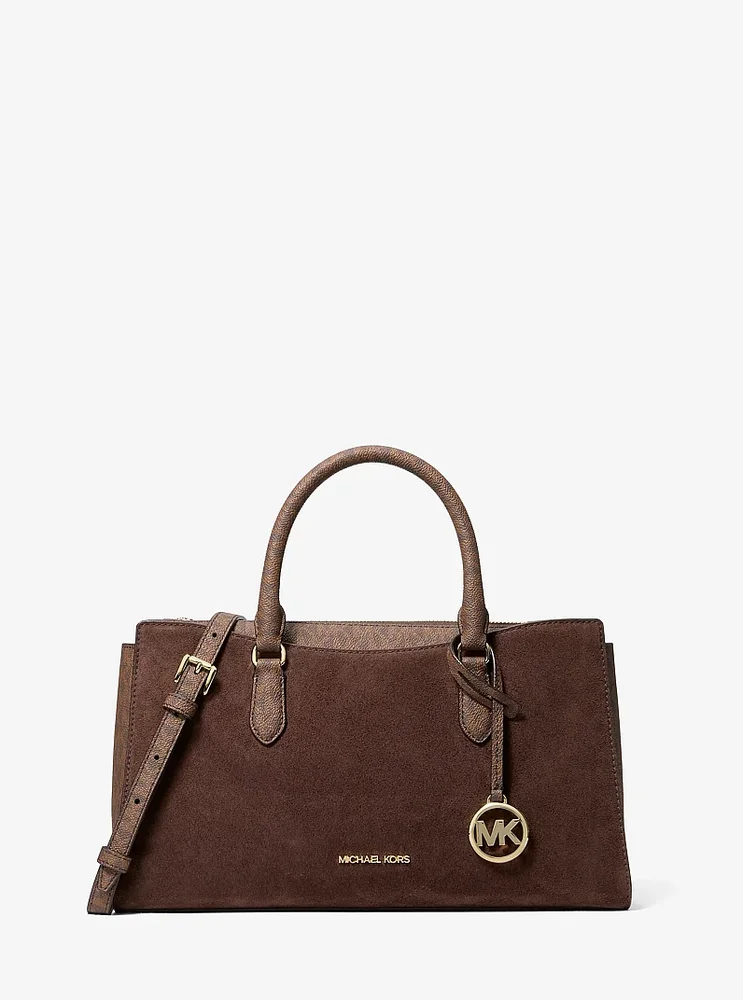 Arden Medium Signature Logo Top-Zip Satchel