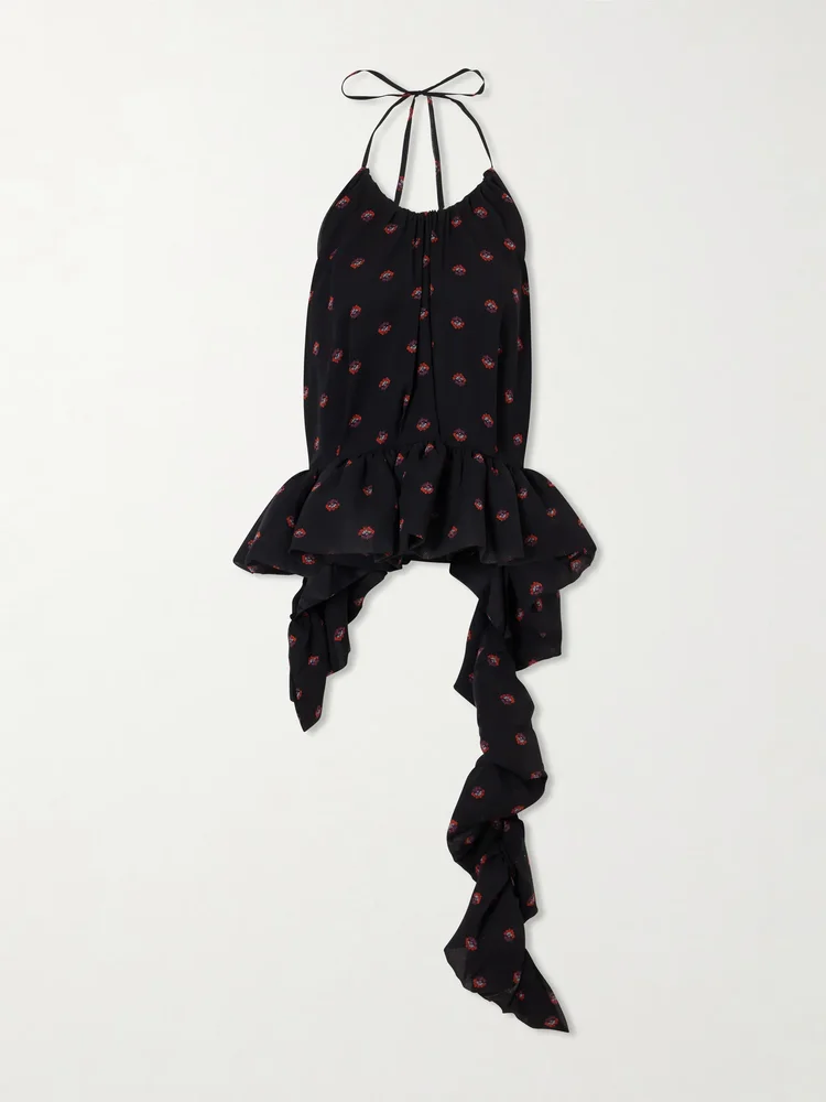 Tamara printed silk-chiffon peplum blouse