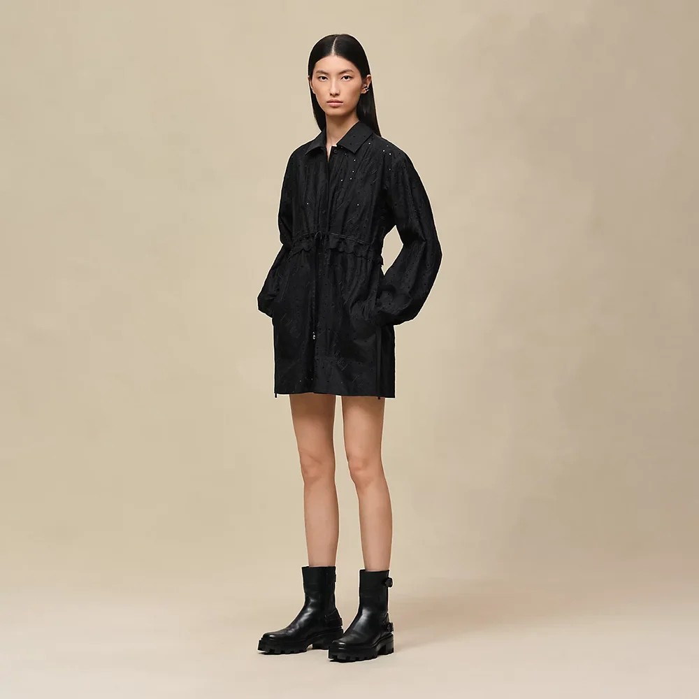 Embroidered drawstring dress