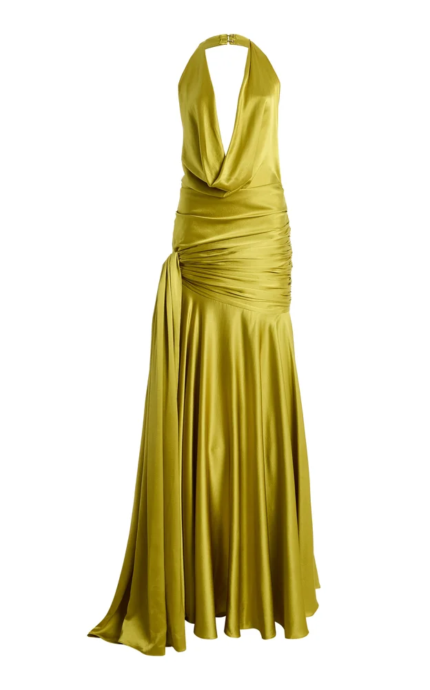 Brenda Draped Silk Maxi Dress