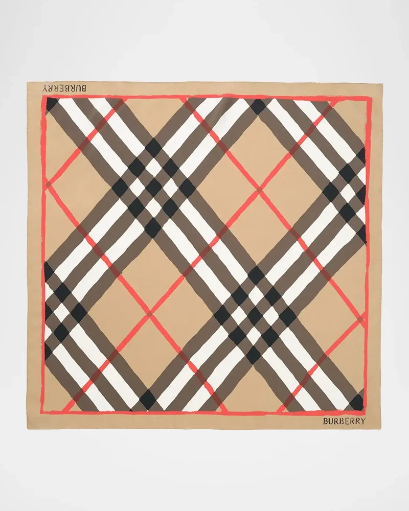 Watercolor Check Silk Scarf