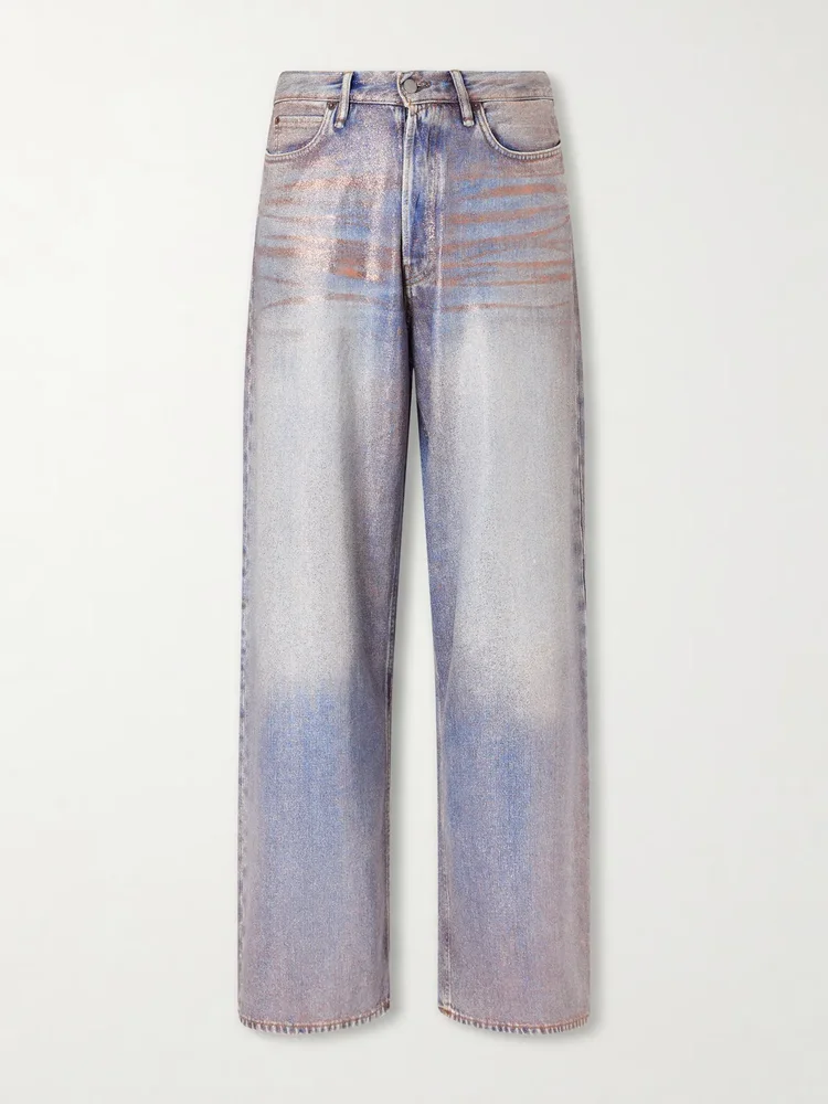 Wide-Leg Glittered Jeans