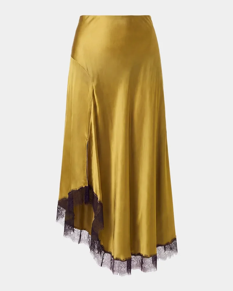 London Lace-Trim High-Low Midi Skirt