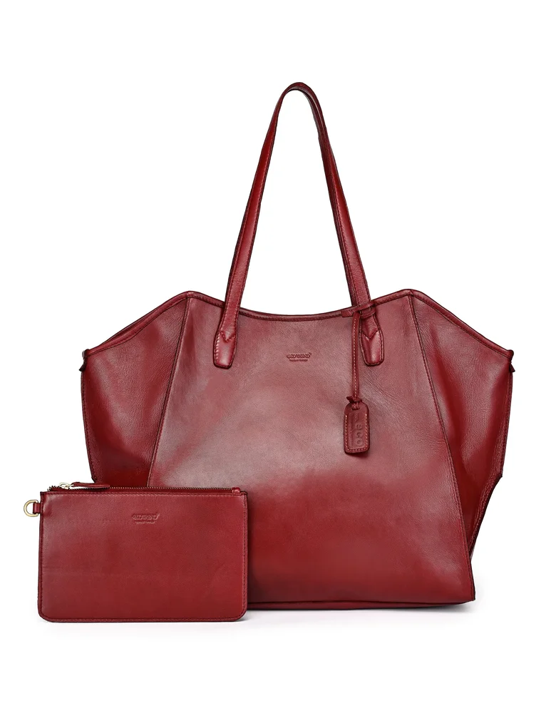 Iris Genuine Leather Soft Structured Carryall Tote