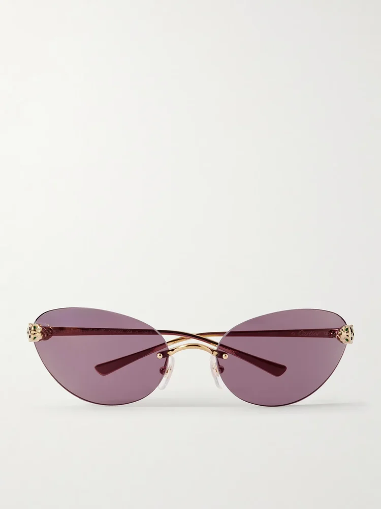 Panthère de Cartier rimless cat-eye gold-tone sunglasses