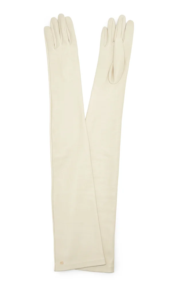 V-Logo Signature Leather Gloves