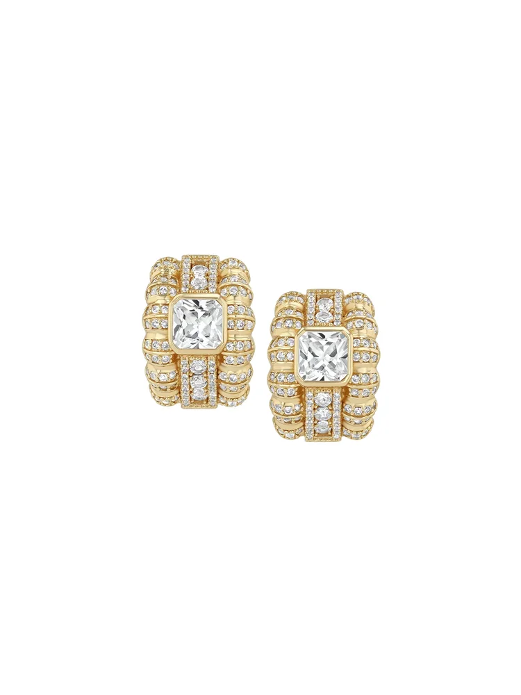 Crawford Earrings in Lab White Sapphire, 18K Gold Coated Brass
