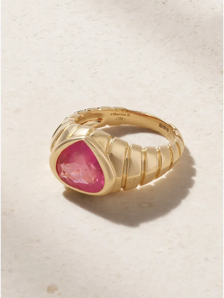 18-karat gold rubellite ring
