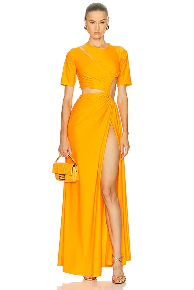 Gathered Slit Dress