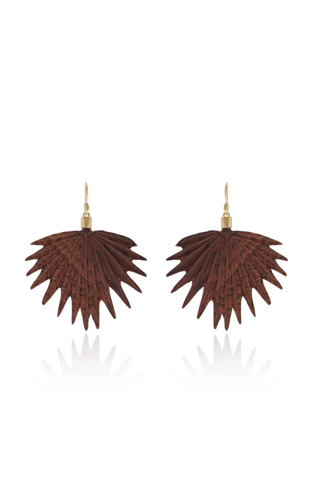Large Rosewood Fan Palm Earrings