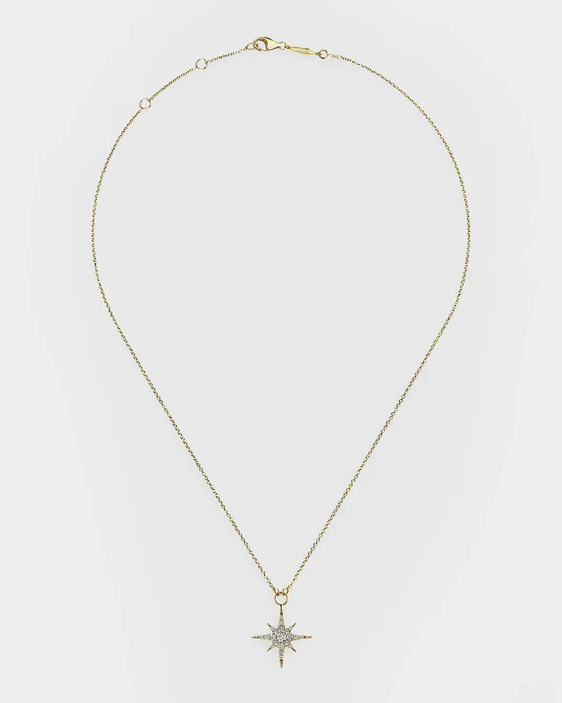 14K Yellow Gold Diamond Starburst Pendant Necklace