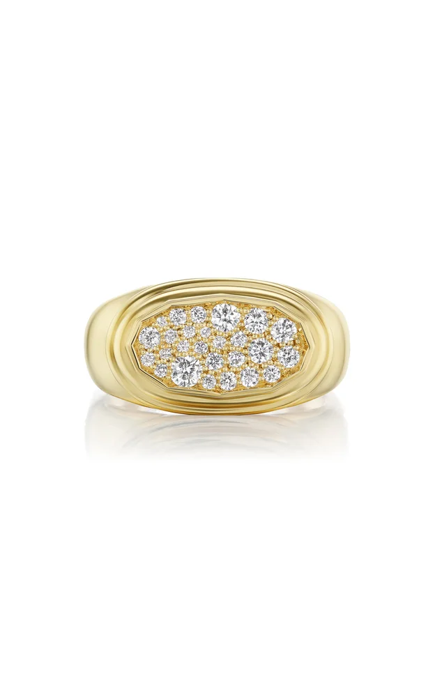 14K Yellow Gold Eleven Pavé Pinky Ring