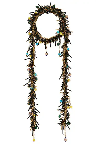 Handmade Bead Embroidered Scarf Necklace