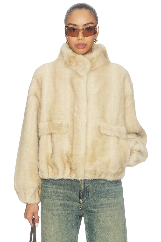 Iris Shaved Faux Mink Bomber Jacket