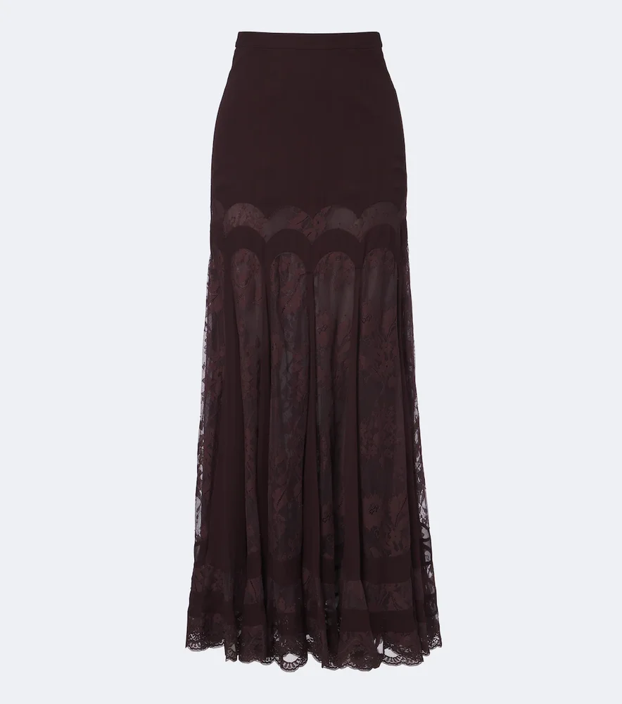 Valiant lace and silk maxi skirt