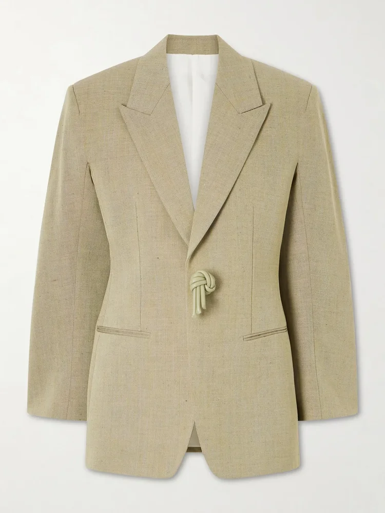 Embellished wool-blend blazer