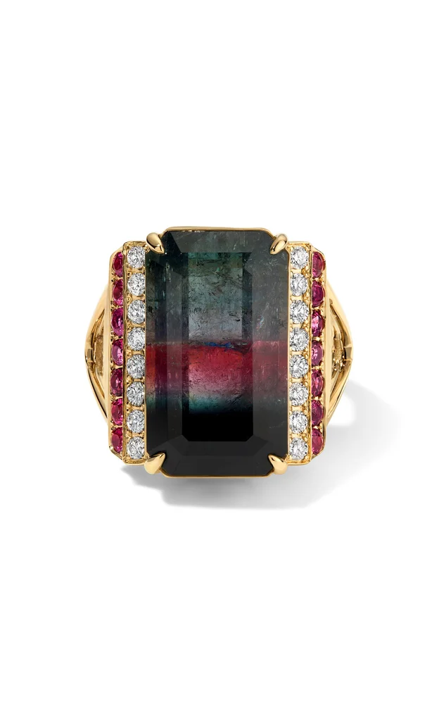 14K Yellow Gold Tourmaline And Spinel Ring