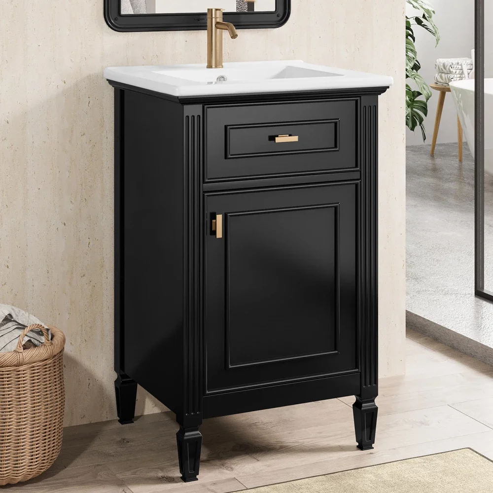 Joshua Modern 20" Wood Small Bathroom Vanity with Sink and Tilt-Out Drawer