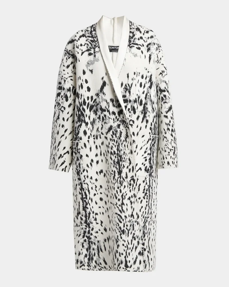 Lynx Jacquard Compact Velvet Viscose Oversized Sculptural Coat