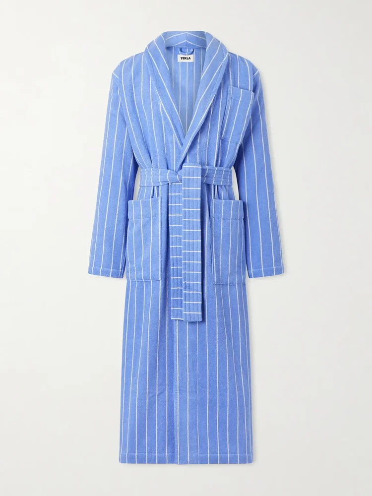 Belted Striped Organic Cotton-Terry Robe