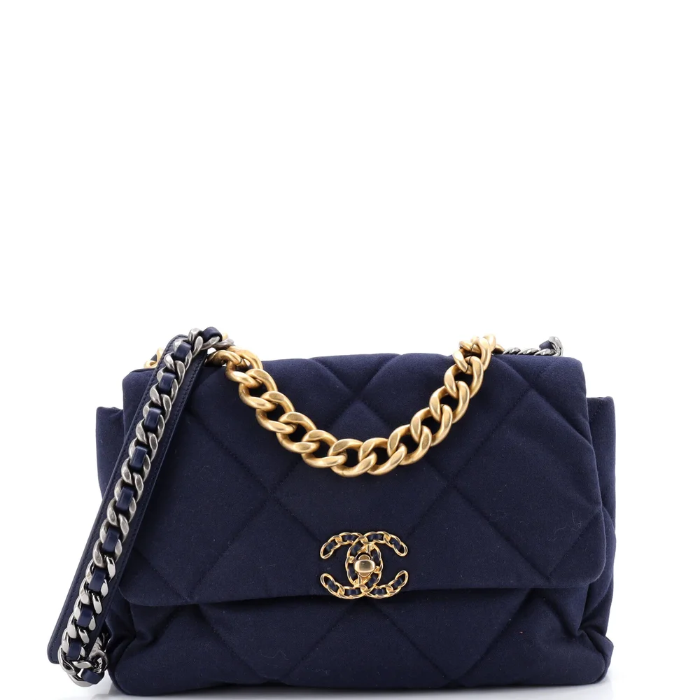 Pre-Owned Chanel 19 Flap Bag Quilted Canvas Large