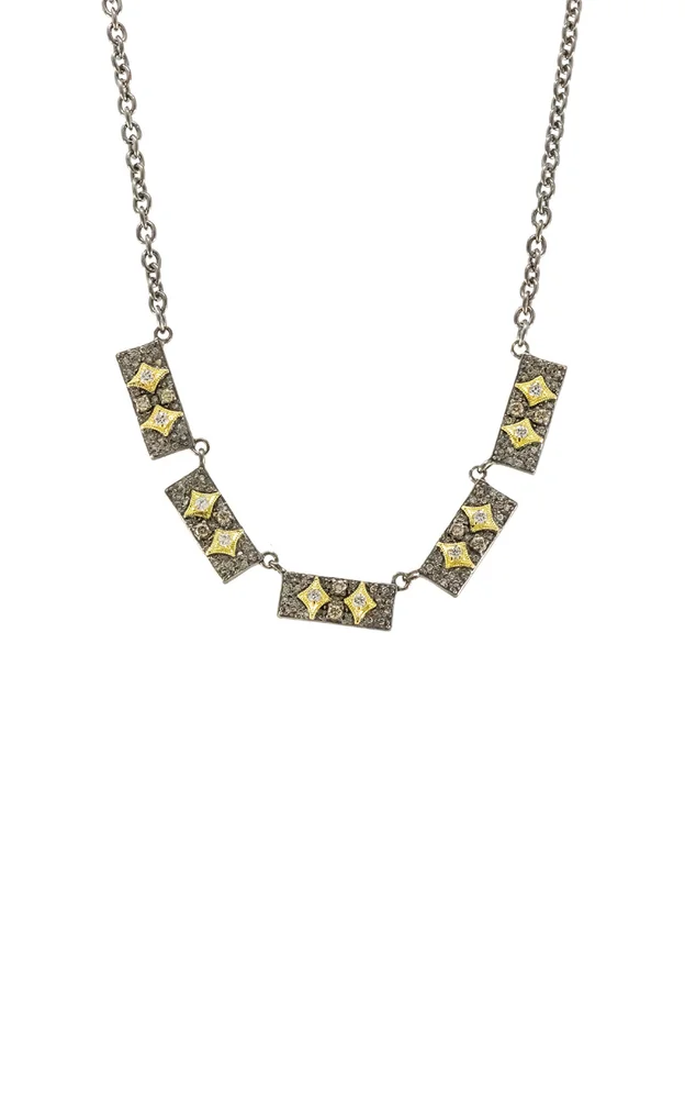 Sterling Silver 18K Yellow Crivelli Station Necklace