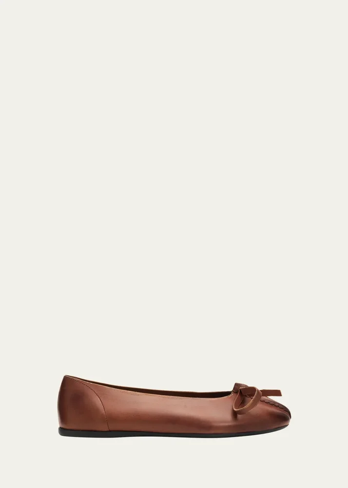 Antiqued Leather Ballerina Flats