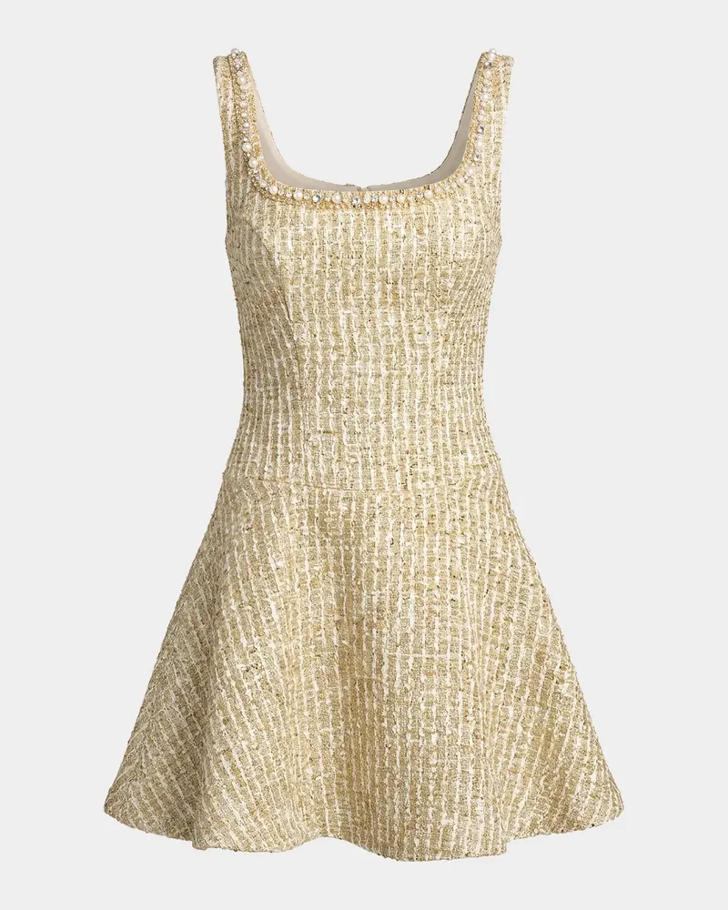 Ieena Embellished Bouclé A-Line Mini Dress