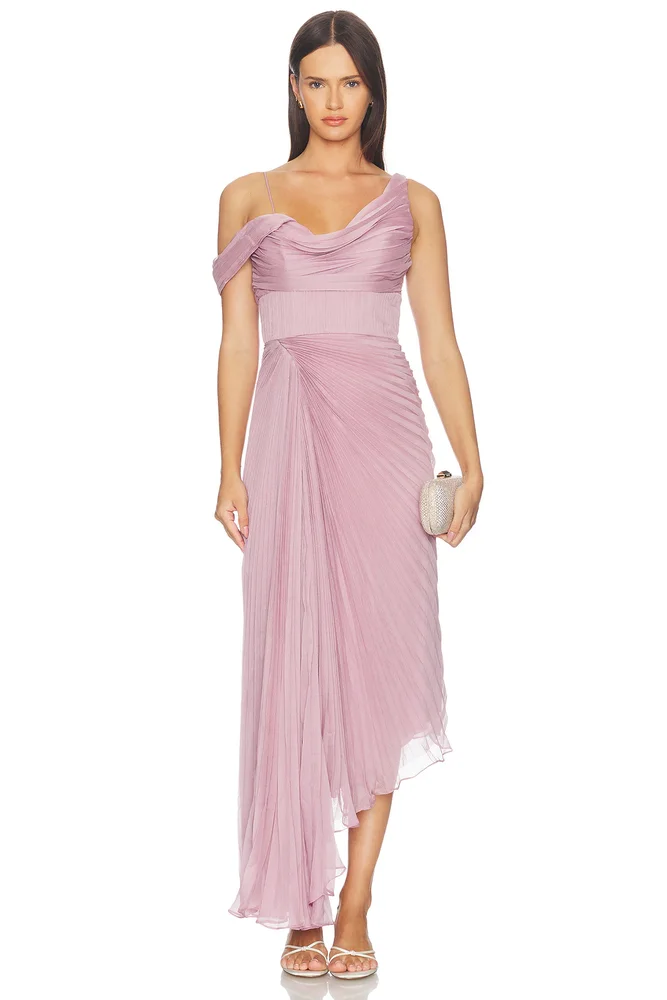 Joelle Pleated Draped Gown
