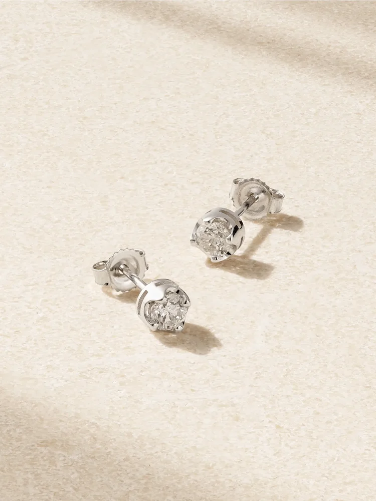 Small Illusion 18-karat white gold diamond earrings