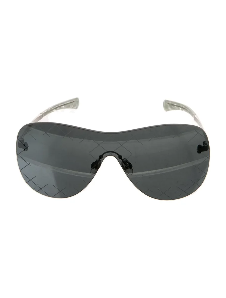 Interlocking CC Logo Black Shield Sunglasses