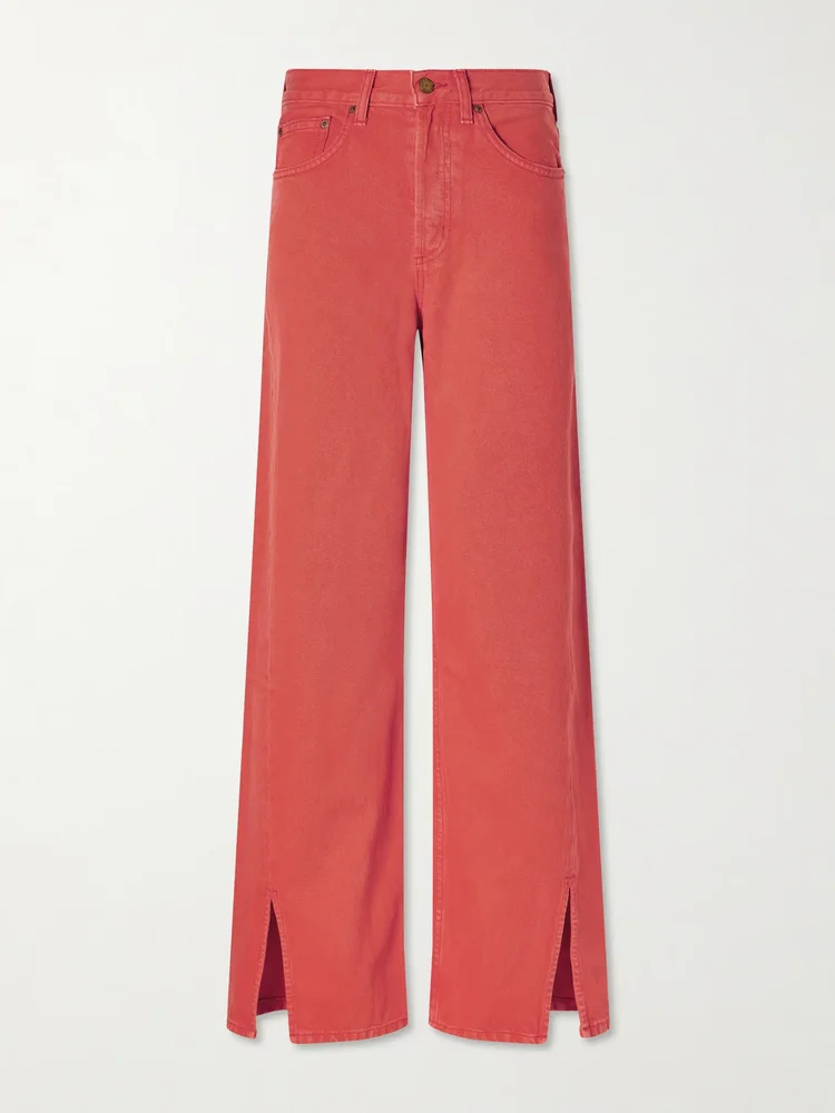 Charlot Split Hem mid-rise straight-leg jeans