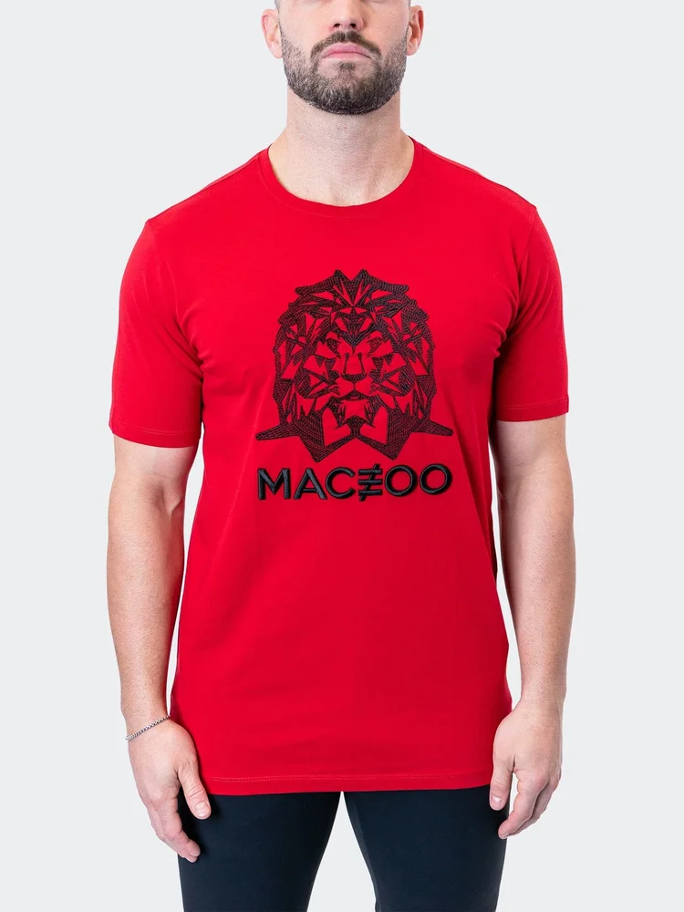 Maceoo - Men's Luxury Designer MightyMane Red Tee