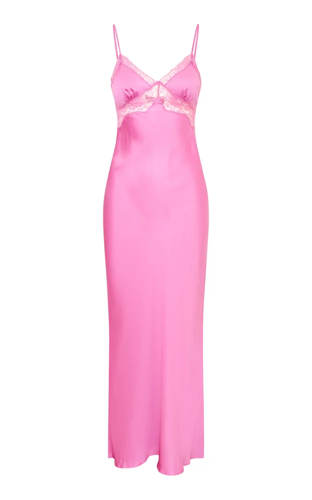 Kimberlyn Liquid Satin And Lace Maxi Dress
