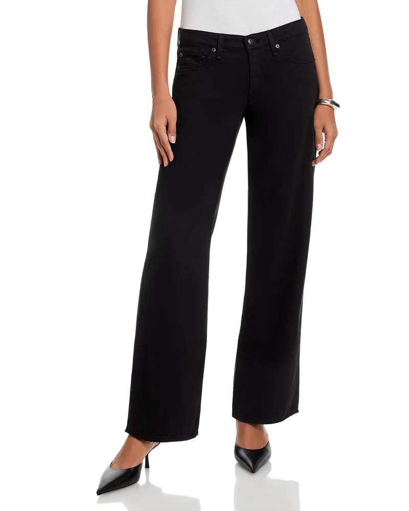 Featherweight Cam Low Rise Full Length Relaxed Straight Leg Jeans in Black